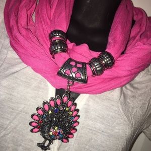 Pink Peacock Scarf